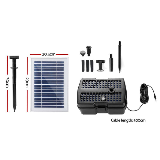 Gardeon Home & Garden > Fountains > Fountain & Ponds Accessories Gardeon Solar Pond Pump with Filter Box 4.6FT