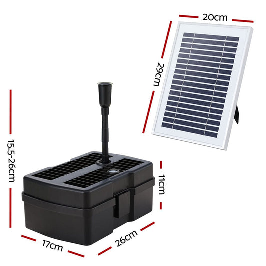 Gardeon Home & Garden > Fountains > Fountains & Ponds Gardeon Solar Submersible Water Pond Fountain Pump with Filter Box 4.6FT 470L/H