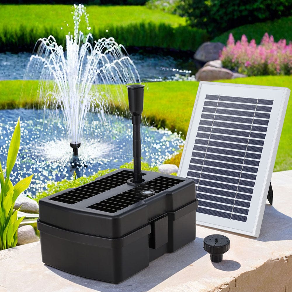 Gardeon Home & Garden > Fountains > Fountains & Ponds Gardeon Solar Submersible Water Pond Fountain Pump with Filter Box 4.6FT 470L/H