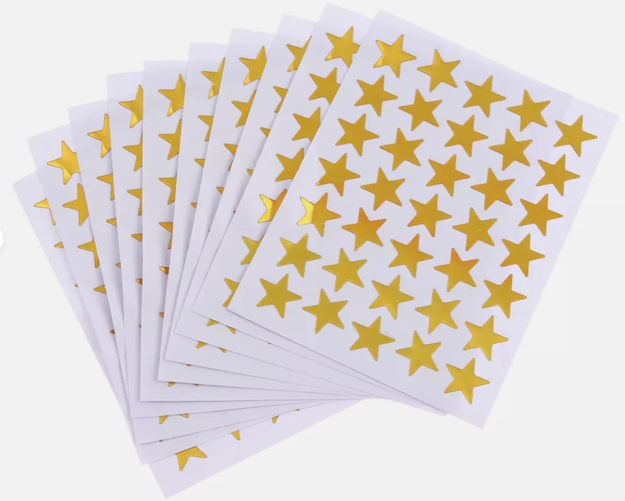 Generic 350 Gold Star School Reward Stars Peel Off Stickers Christmas Cardmaking Craft