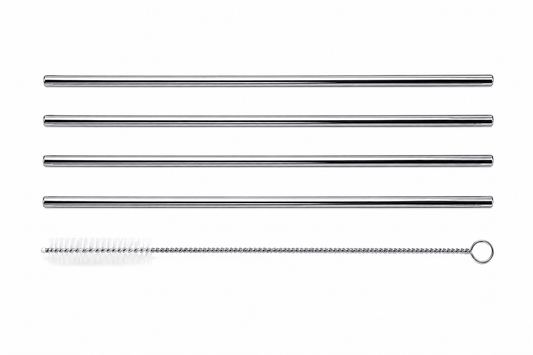 Generic Drinking straw 10pc Stainless Steel Metal Drinking Straw Straight Bend Reusable Washable Brush