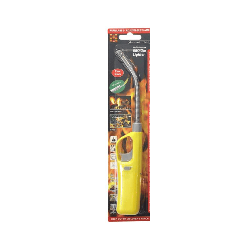 Generic Yellow Ignition Gas Utility Lighter Adjustable Fire BBQ Kitchen Stove Butane Light