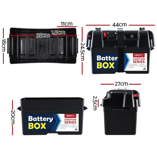 Giantz Outdoor Recreation > Camping > Batteries & Generators Giantz AGM Battery Box 12v Large Deep Cycle Box Portable Solar Caravan Camping