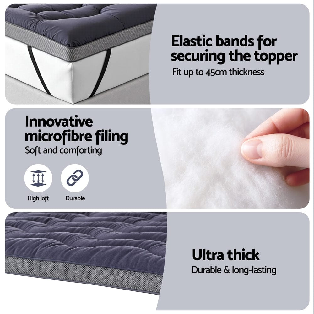 Giselle Furniture > Mattresses > Mattress Toppers Giselle 5cm Mattress Topper Pillowtop toppers Bamboo Charcoal King
