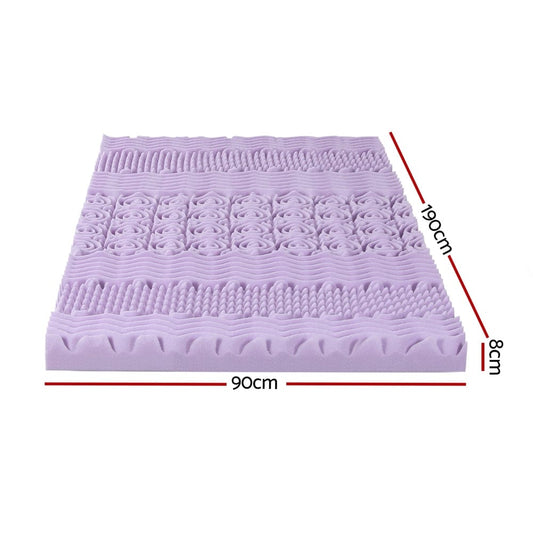 Giselle Furniture > Mattresses > Mattress Toppers Giselle 8cm Memory Foam Mattress Topper Lavender Infused Bamboo Cover 7-Zone Single