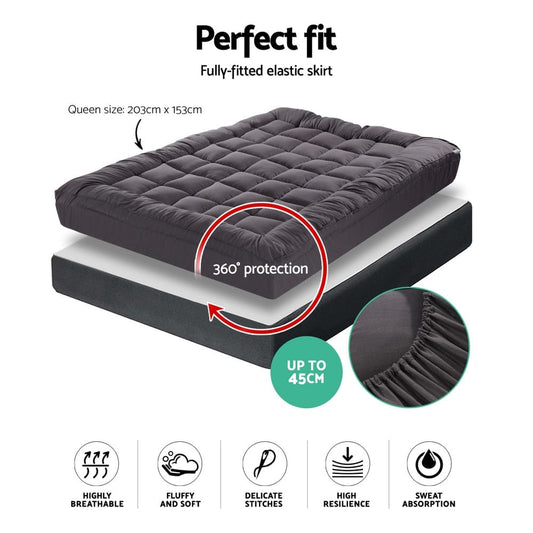 Giselle Furniture > Mattresses > Mattress Toppers Giselle Bedding Mattress Topper Pillowtop Bamboo Charcoal Queen