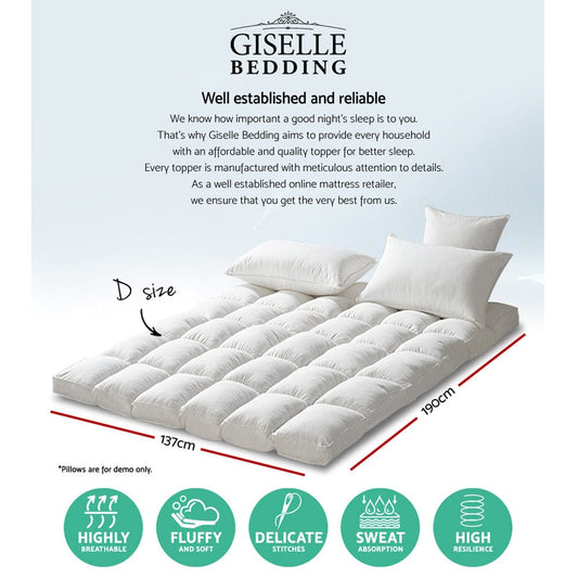 Giselle Furniture > Mattresses > Mattress Toppers Giselle Bedding Mattress Topper Pillowtop Protector Pad Double