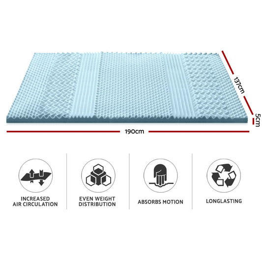 Giselle Furniture > Mattresses > Mattress Toppers Giselle Bedding Memory Foam Mattress Topper 7-Zone 5cm Double