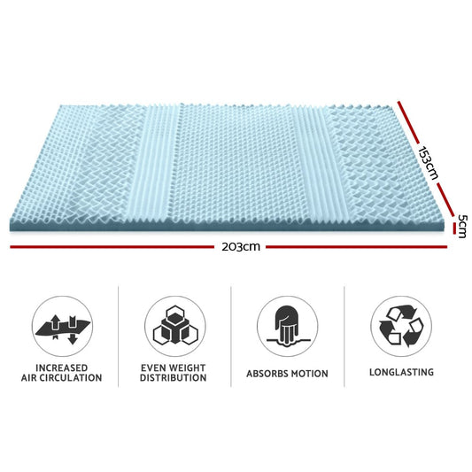 Giselle Furniture > Mattresses > Mattress Toppers Giselle Bedding Memory Foam Mattress Topper 7-Zone 5cm Queen
