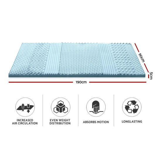 Giselle Furniture > Mattresses > Mattress Toppers Giselle Bedding Memory Foam Mattress Topper 7-Zone 5cm Single