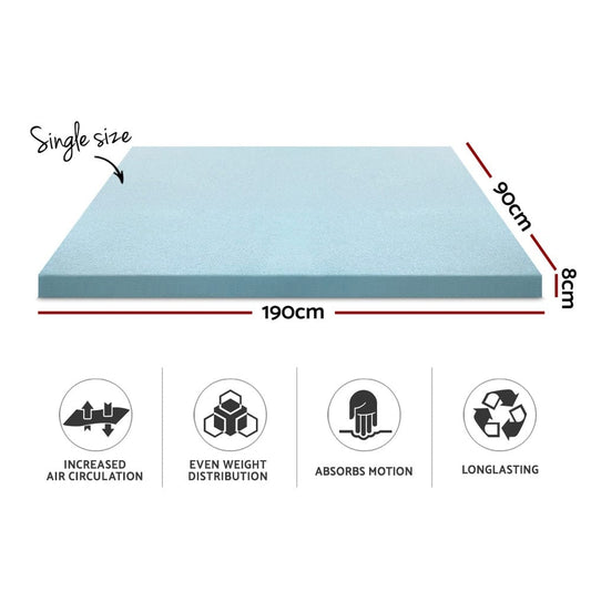 Giselle Furniture > Mattresses > Mattress Toppers Giselle Bedding Memory Foam Mattress Topper Cool Gel 8cm Single