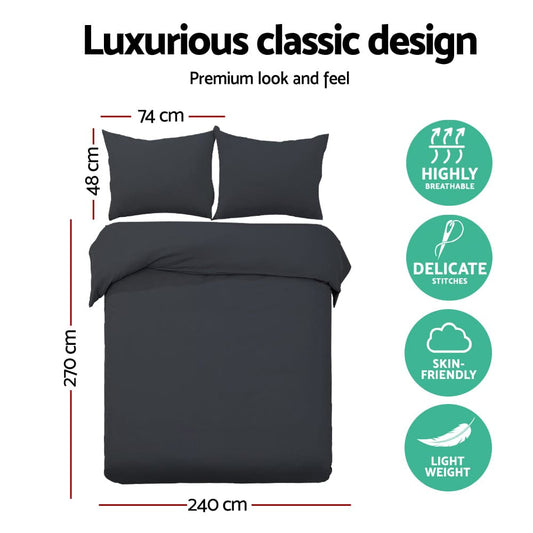 Giselle Home & Garden > Bedding > Duvet Covers Giselle Bedding Quilt Cover Set Classic Black Super King