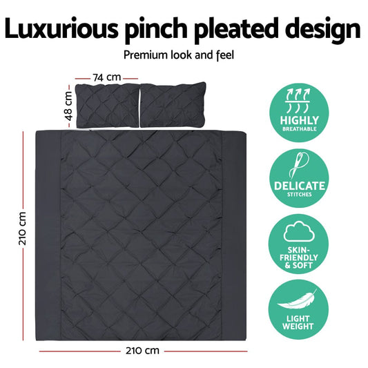 Giselle Home & Garden > Bedding > Duvet Covers Giselle Bedding Quilt Cover Set Diamond Pinch Black Queen