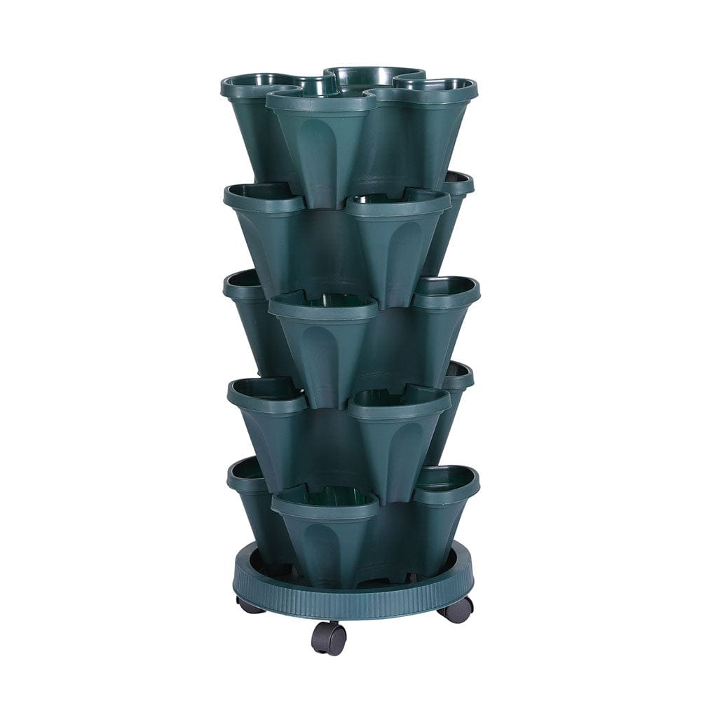 Green Fingers Home & Garden > Garden Beds > Grow Bags Green Fingers Garden Bed 5 Tier Vertical Garden Strawberry Stackable Planters Herbs Petunias