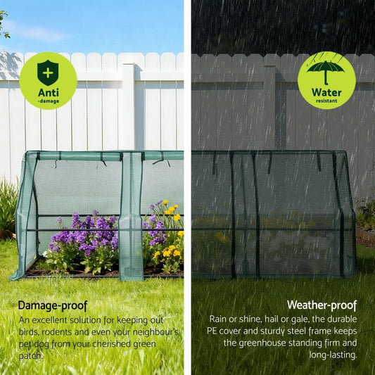 Green Fingers Home & Garden > Greenhouses > Greenhouses & Accessories Green Fingers Mini Greenhouse 240x90x90cm Steel Frame PE Cover Outdoor Shelter