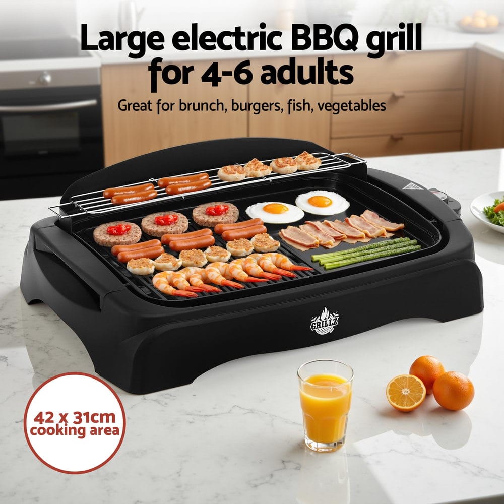 Grillz Home & Garden > BBQ > BBQs & Accessories Grillz 1950W Electric BBQ Grill Non-stick Plate for Indoor Outdoor