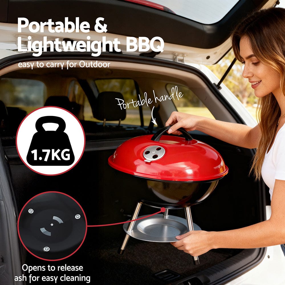 Grillz Home & Garden > BBQ > BBQs & Accessories Grillz Charcoal BBQ Grill Portable with Lid for Camping Outdoor