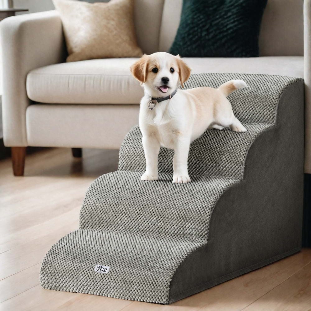 i.Pet Pet Care > Dog Supplies > Dog Steps & Ramps i.Pet Dog Ramp Steps Foam 4 Tier Pet Stairs For Bed Sofa Car Portable Indoor