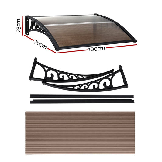 Instahut Home & Garden > Shading > Awnings Instahut Window Door Awning 0.8mx1m Brown