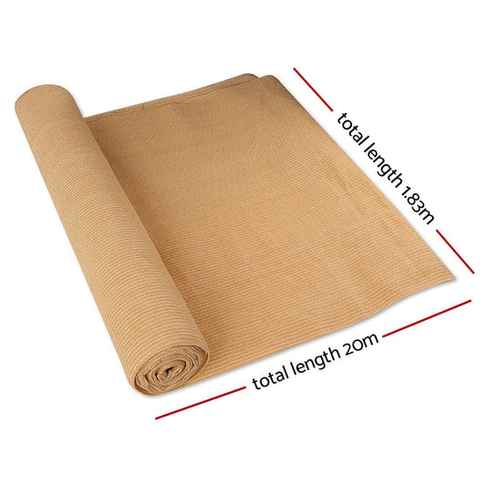 Instahut Home & Garden > Shading > Umbrellas & Sunshades Instahut 50% Shade Cloth 1.83x20m Shadecloth Sail Heavy Duty Beige