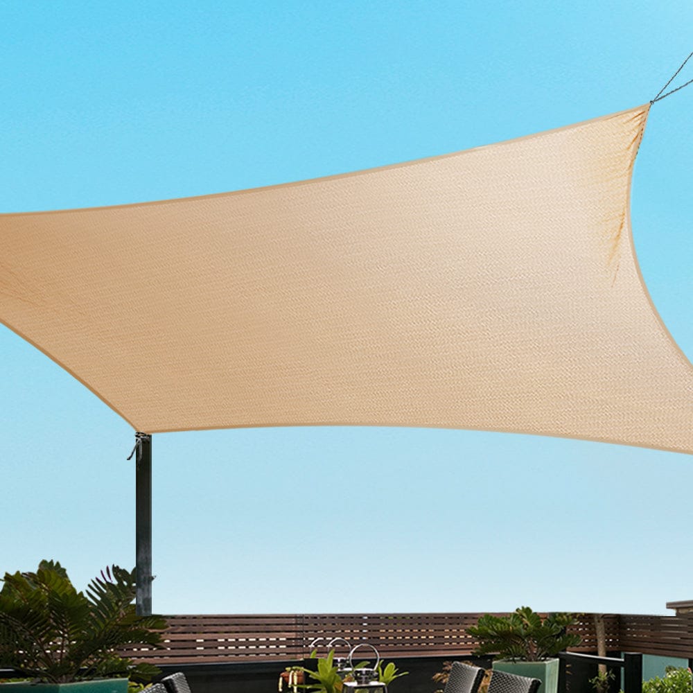 Instahut Home & Garden > Shading > Umbrellas & Sunshades Instahut Shade Sail 2x4m Rectangle 280GSM 98% Sand Shade Cloth