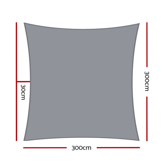 Instahut Home & Garden > Shading > Umbrellas & Sunshades Instahut Shade Sail 3x3m Square 280GSM 98% Grey Shade Cloth