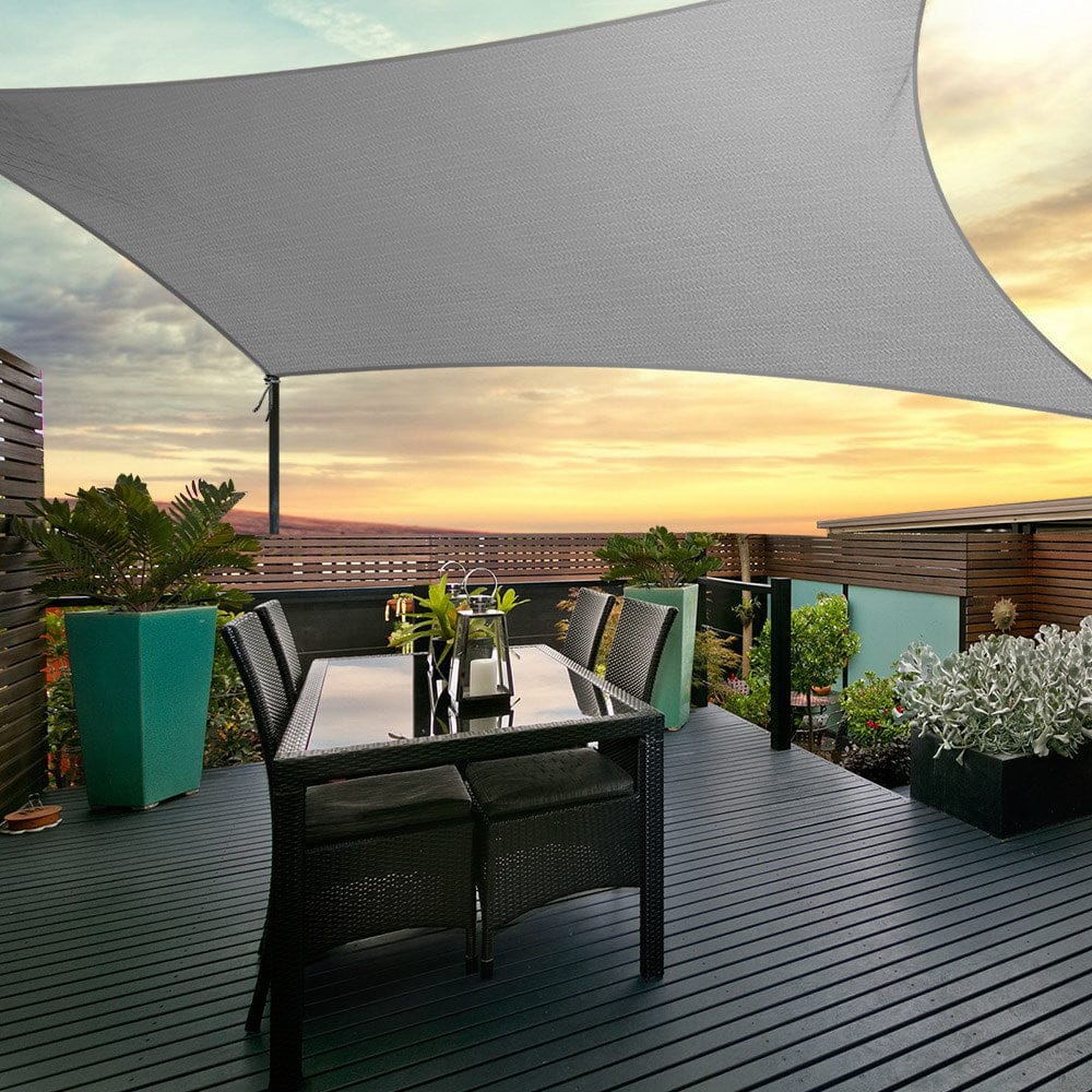 Instahut Home & Garden > Shading > Umbrellas & Sunshades Instahut Shade Sail 3x5m Rectangle 280GSM 98% Grey Shade Cloth
