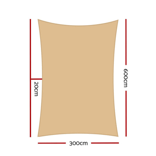Instahut Home & Garden > Shading > Umbrellas & Sunshades Instahut Shade Sail 3x6m Rectangle 185GSM 95% Sand Shade Cloth