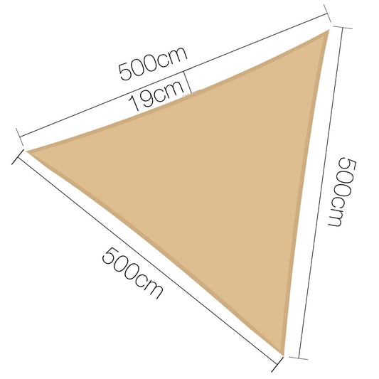 Instahut Home & Garden > Shading > Umbrellas & Sunshades Instahut Shade Sail 5x5x5m Triangle 185GSM 95% Sand Shade Cloth