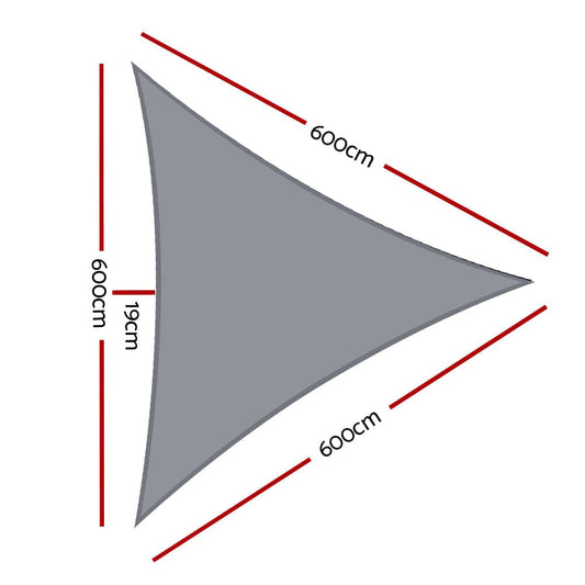 Instahut Home & Garden > Shading > Umbrellas & Sunshades Instahut Shade Sail 6x6x6m Triangle 280GSM 98% Grey Shade Cloth