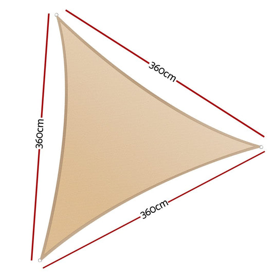 Instahut Home & Garden > Shading > Umbrellas & Sunshades Instahut Shade Sail Cloth Shadecloth Triangle Sun Canopy 3.6x3.6x3.6M
