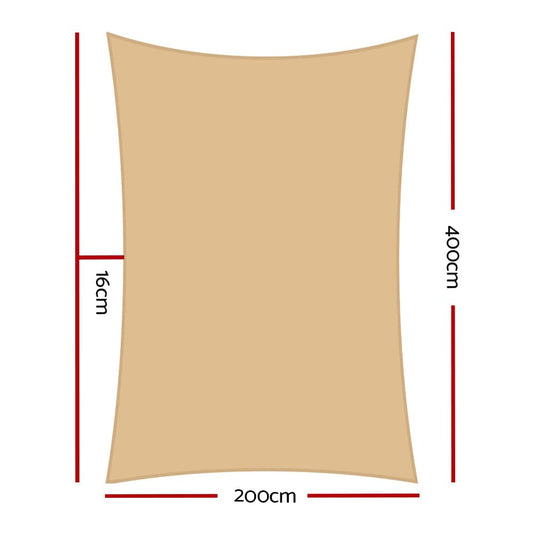 Instahut Home & Garden > Shading > Umbrellas & Sunshades Instahut Waterproof Shade Sail 2x4m Rectangle Sand 95% Shade Cloth