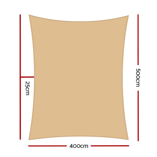 Instahut Home & Garden > Shading > Umbrellas & Sunshades Instahut Waterproof Shade Sail 4x5m Rectangle Sand 95% Shade Cloth