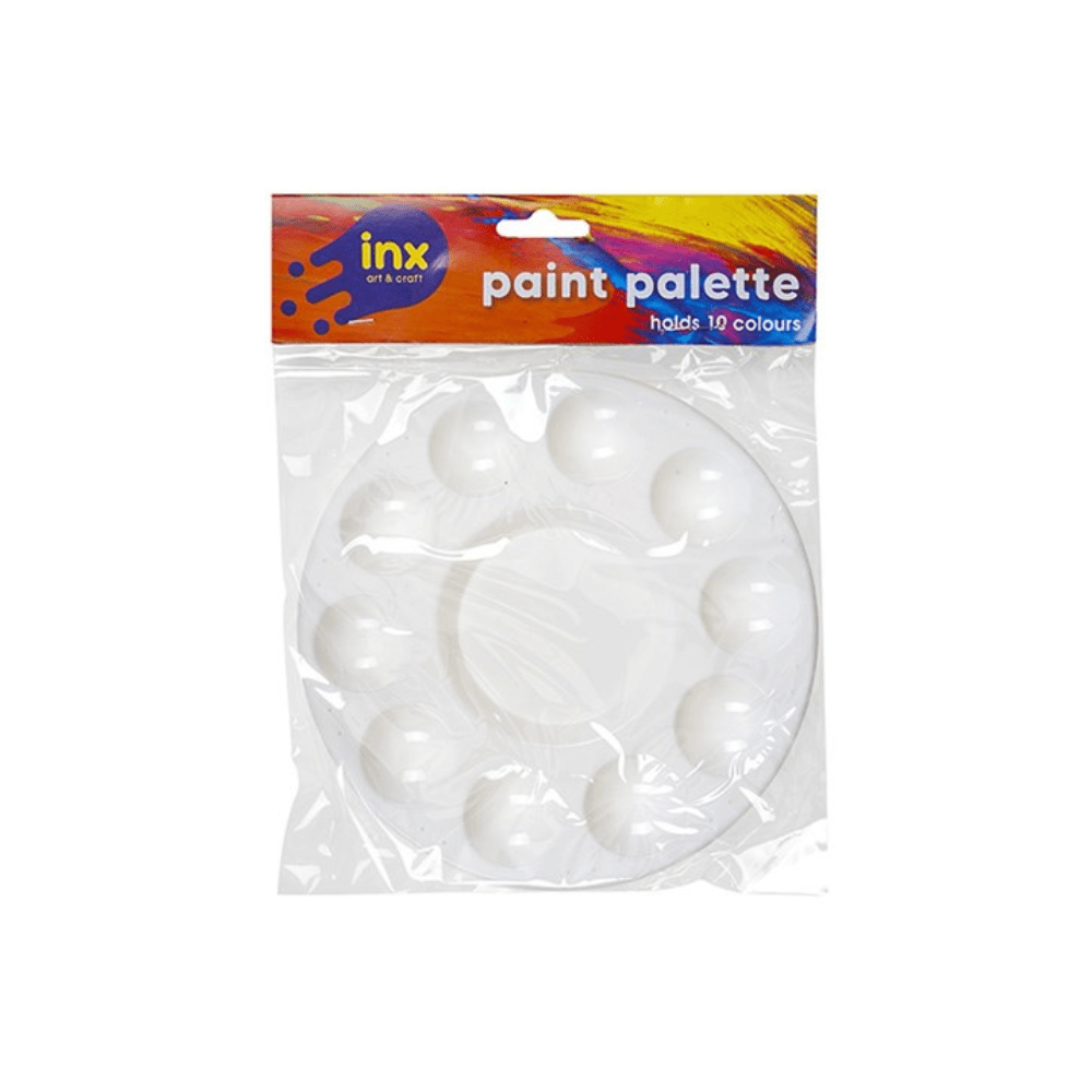 Inx Painting palette Round Plastic Paint Palette 17cm White Artist Painting Art Craft 10 Well Colours