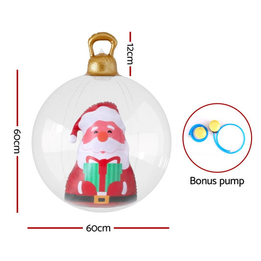 Jingle Jollys Occasions > Christmas > Christmas Decorations Jingle Jollys Christmas Inflatable Ball 60cm Santa Decoration Giant Bauble Clear