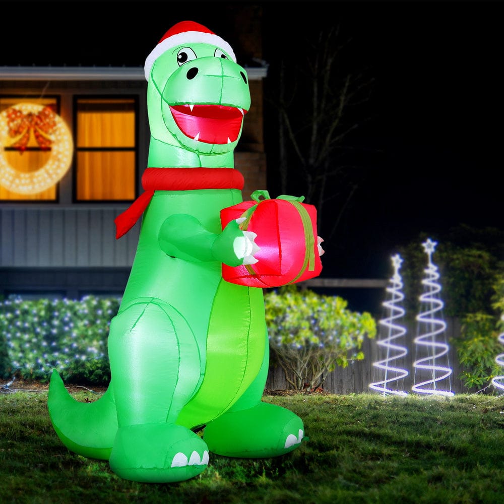 Jingle Jollys Occasions > Christmas > Christmas Decorations Jingle Jollys Christmas Inflatable Dinosaur 1.8M Height LED Decorations Illuminated