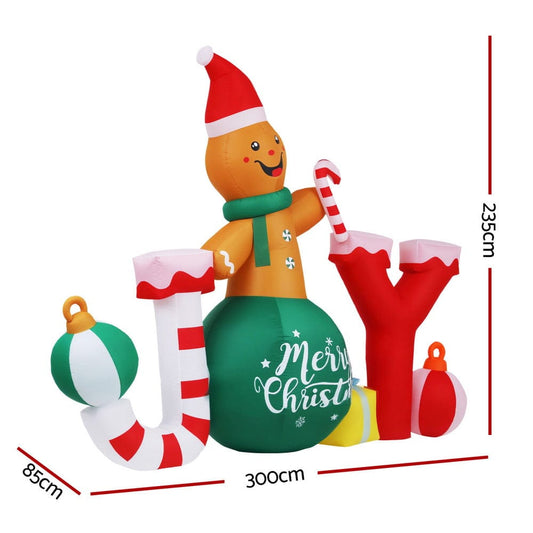 Jingle Jollys Occasions > Christmas > Christmas Decorations Jingle Jollys Christmas Inflatable Gingerman Joy 3M Long Outdoor Decorations Illuminated