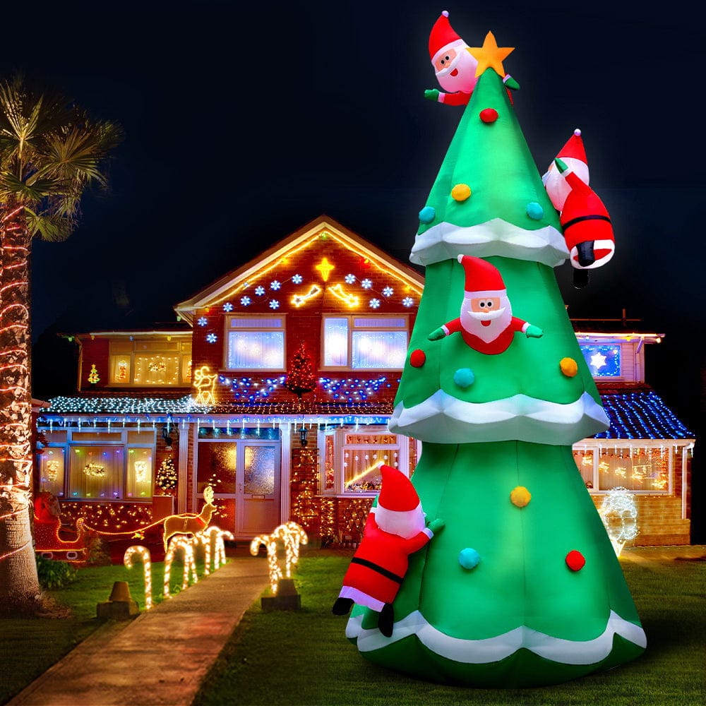 Jingle Jollys Occasions > Christmas > Christmas Decorations Jingle Jollys Christmas Inflatable Santa Tree 5M Illuminated Decorations