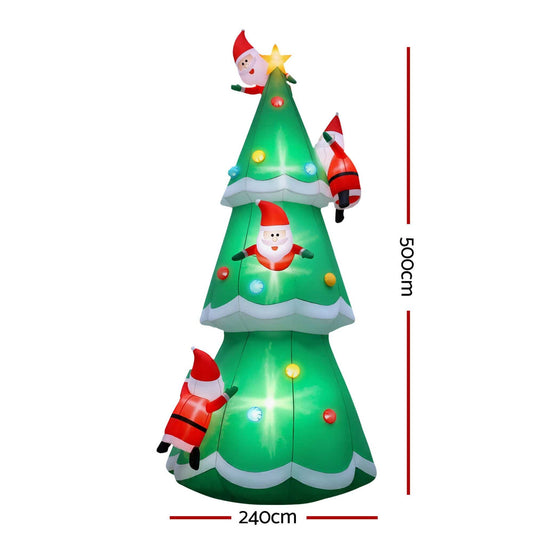 Jingle Jollys Occasions > Christmas > Christmas Decorations Jingle Jollys Christmas Inflatable Santa Tree 5M Illuminated Decorations
