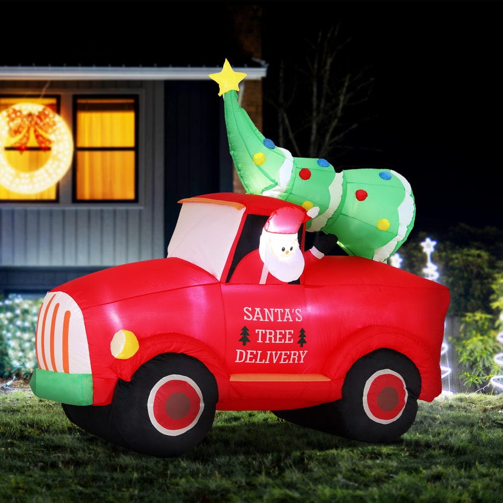 Jingle Jollys Occasions > Christmas > Christmas Decorations Jingle Jollys Christmas Inflatable Santa Truck 1.6M Height LED Decorations Illuminated