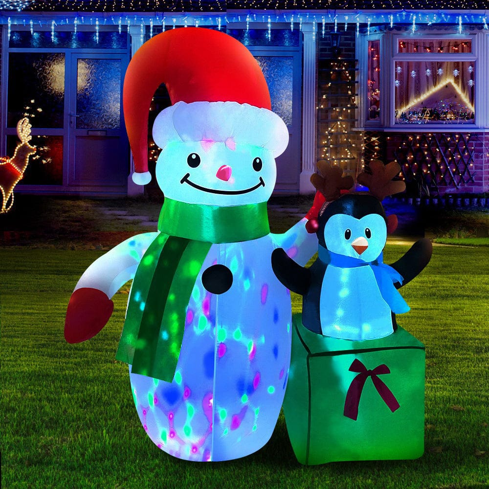 Jingle Jollys Occasions > Christmas > Christmas Decorations Jingle Jollys Christmas Inflatable Snowman 1.8M Illuminated Decorations
