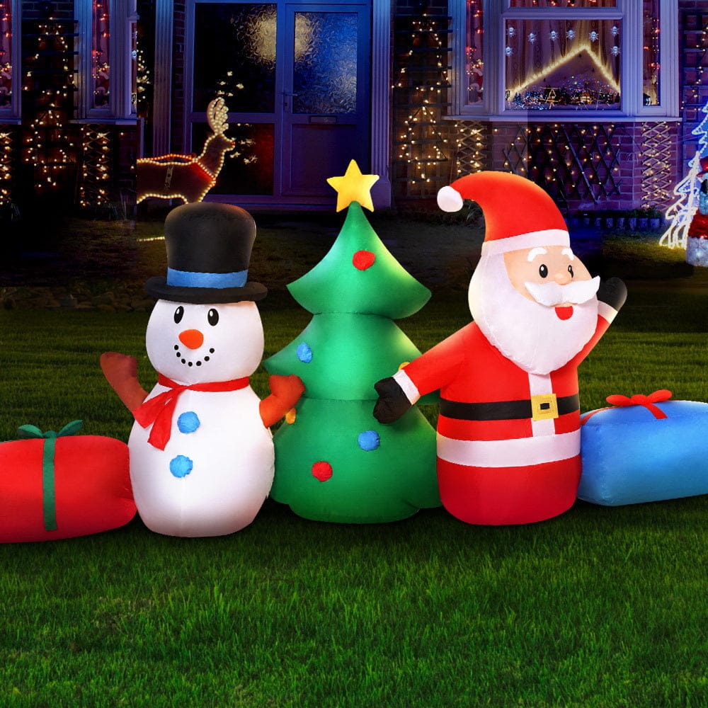 Jingle Jollys Occasions > Christmas > Christmas Decorations Jingle Jollys Christmas Inflatable Tree Snowman 2.7M Illuminated Decorations