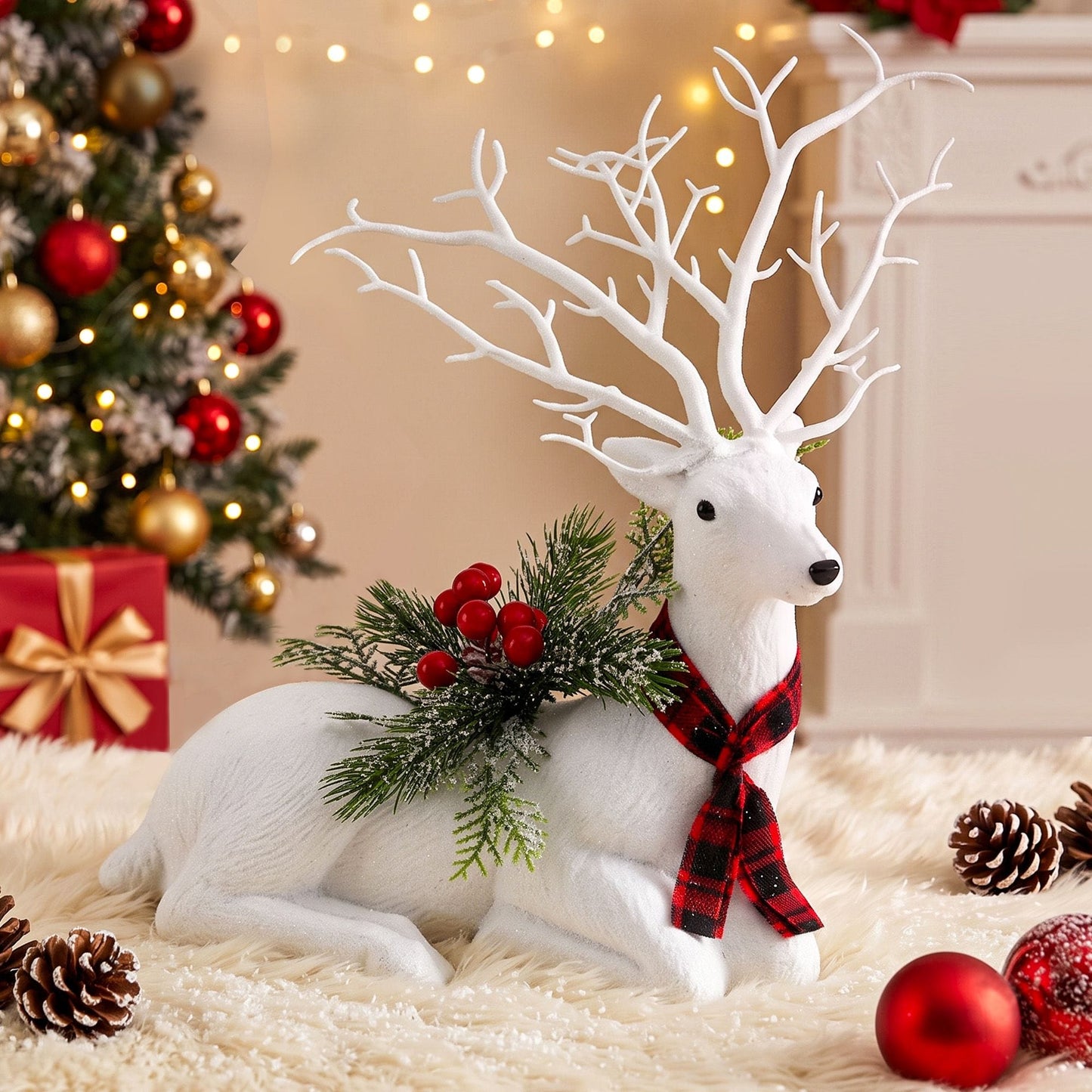 Jingle Jollys Occasions > Christmas > Christmas Decorations Jingle Jollys Christmas Reindeer 32cm Glitter Deer Ornaments Party Decorations