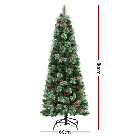 Jingle Jollys Occasions > Christmas > Christmas Trees Jingle Jollys Christmas Tree 1.8M LED Xmas Tree Party Decorations Red Barries