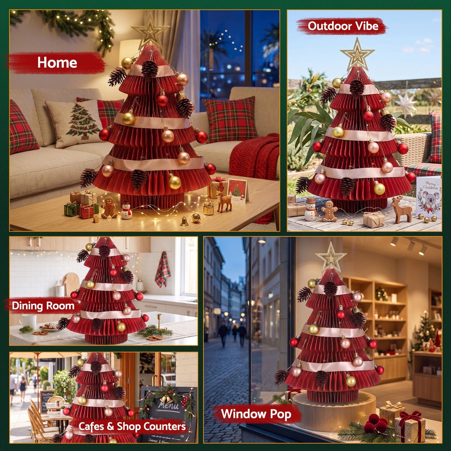 Jingle Jollys Occasions > Christmas > Christmas Trees Jingle Jollys Paper Christmas Tree 47CM w/ Star Topper Xmas Decoration Tabletop Red DIY Ornament Set