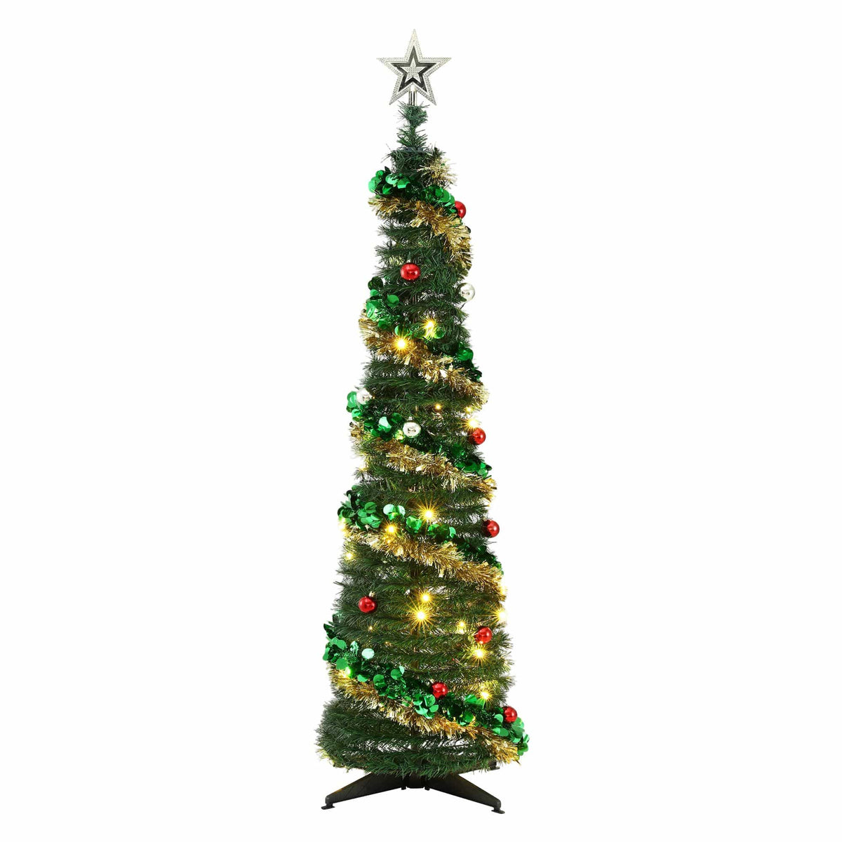 Jingle Jollys Occasions > Christmas > Christmas Trees Jingle Jollys Pop Up Christmas Tree Pre Decorated Warm White LED 160cm