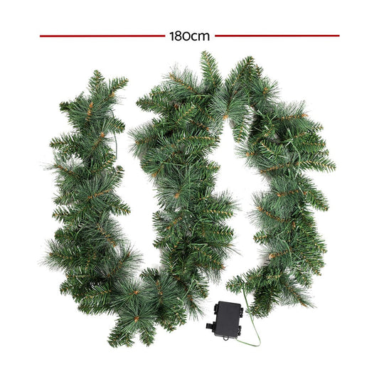 Jingle Jollys Occasions > Christmas > Christmas Wreaths & Garlands Jingle Jollys 1.8m Christmas Garland with LED lights Party Xmas Decorations