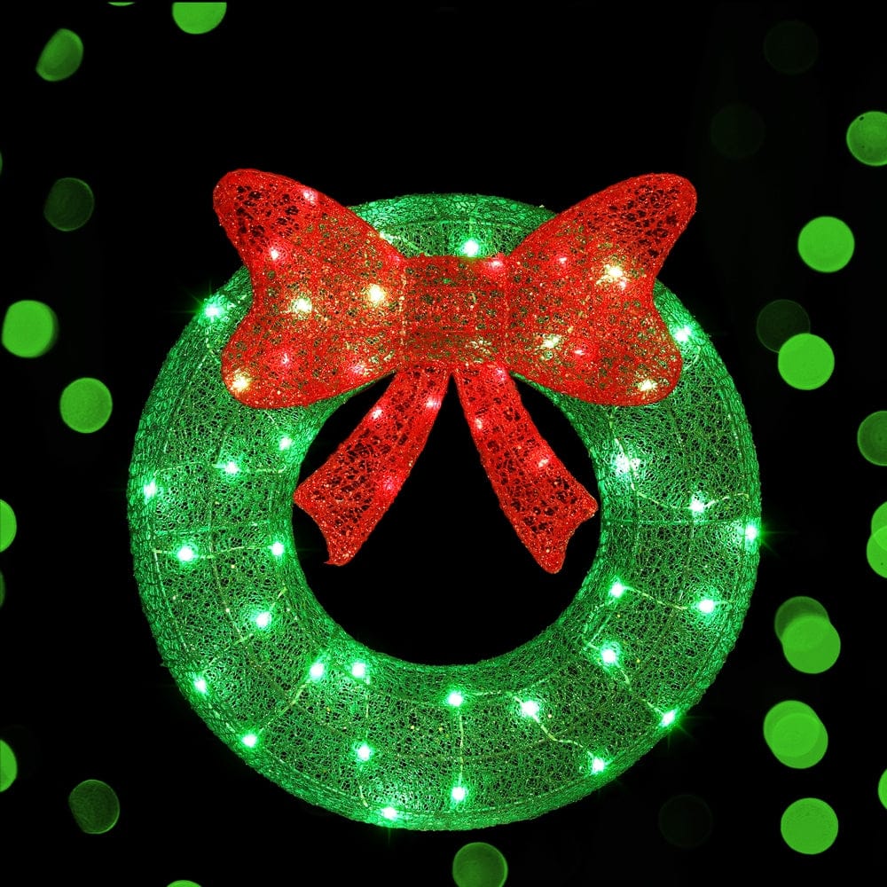 Jingle Jollys Occasions > Christmas > Outdoor Decorations & Lights 0.6M Christmas Lights 50 LED Motif Solar Wreath Xmas Decorations Jingle Jollys
