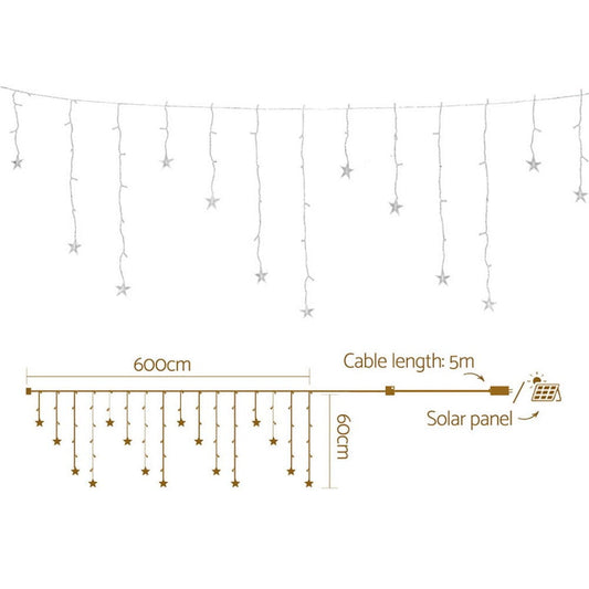 Jingle Jollys Occasions > Christmas > Outdoor Decorations & Lights 160 LED 6M Christmas Lights Icicle Light Solar Warm Jingle Jollys