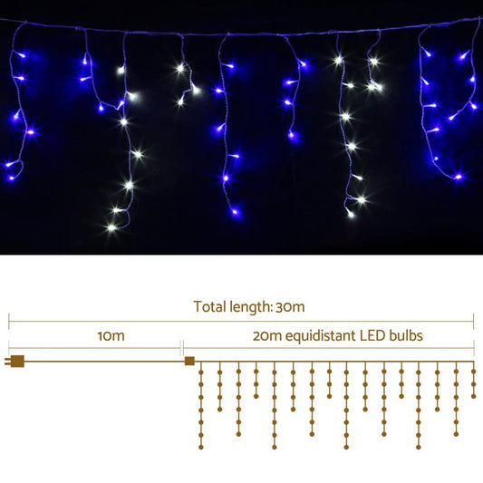 Jingle Jollys Occasions > Christmas > Outdoor Decorations & Lights 20M Christmas Lights Icicle Light 800 LED Blue White Decor Jingle Jollys